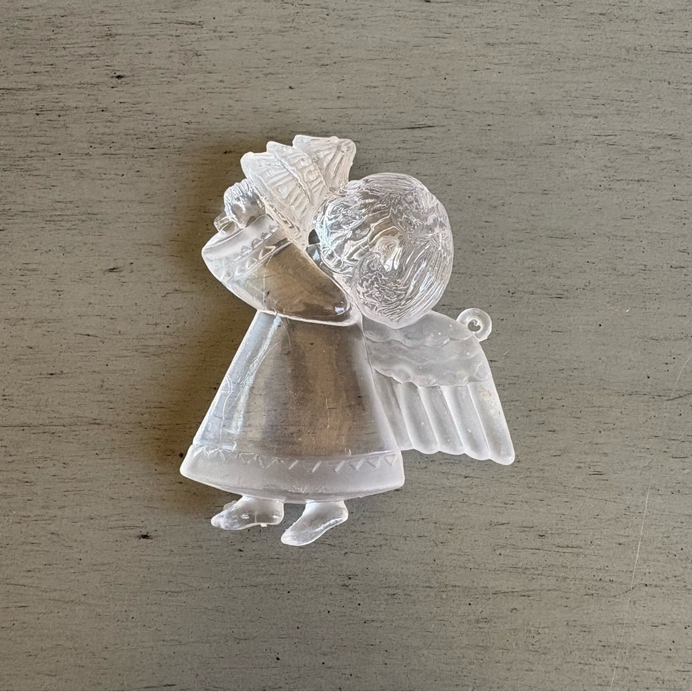 VTG Christmas Tree Ornaments Clear Frosted Plastic Angel Snowman 3 Inch Holiday - Picture 3 of 9